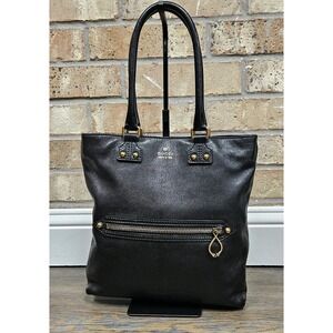 AUTHENTIC Gucci Black Pebbled Leather Flat Tote Bag Medium Vertical Shopper